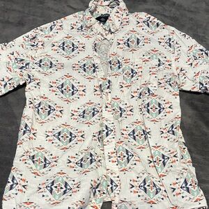 Obey White and Blue Geometric Men's Shirt